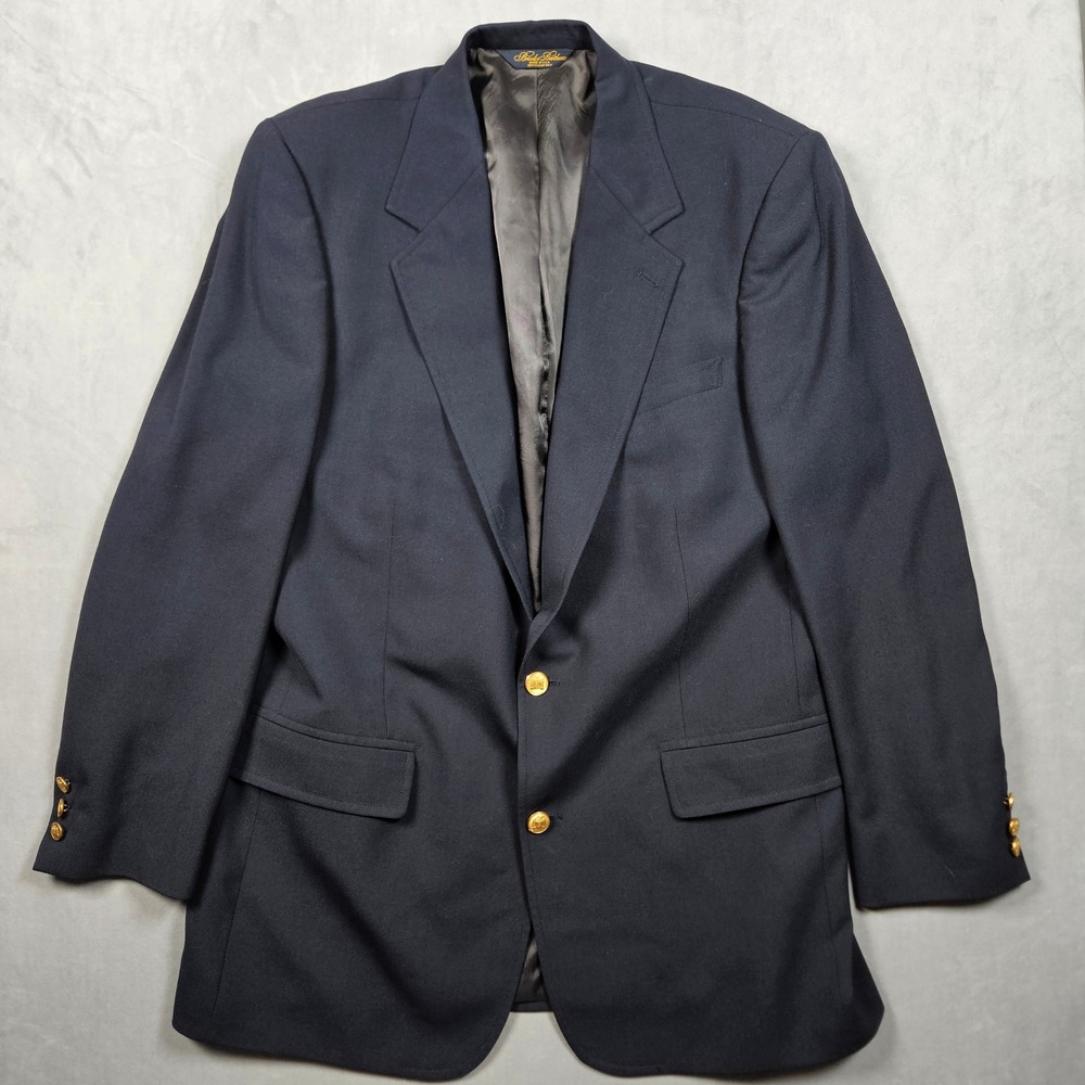 Brooks Brothers Blazer Mens 42L Navy Blue Gold Button Classic Made in USA Jacket
